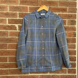 Oak + Fort NOUL blue plaid flannel shirt